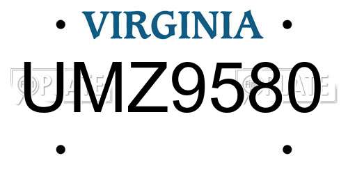UMZ9580 Virginia License Plate