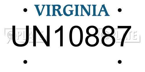 UN10887 Virginia License Plate