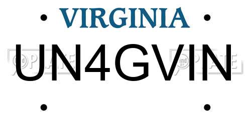 UN4GVIN Virginia License Plate