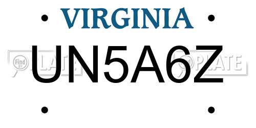 UN5A6Z Virginia License Plate