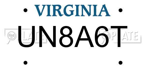 UN8A6T Virginia License Plate