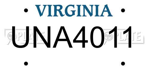 UNA4011 Virginia License Plate