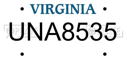 UNA8535 Virginia License Plate