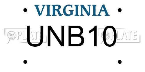 UNB10 Virginia License Plate