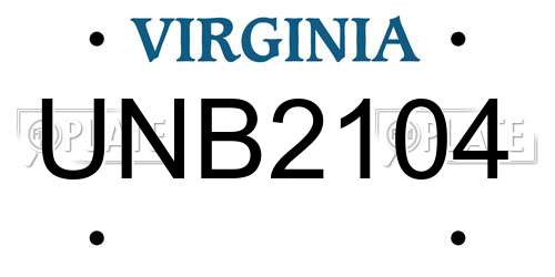 UNB2104 Virginia License Plate