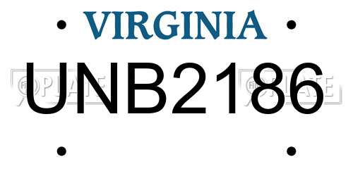 UNB2186 Virginia License Plate