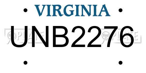 UNB2276 Virginia License Plate