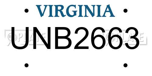 UNB2663 Virginia License Plate