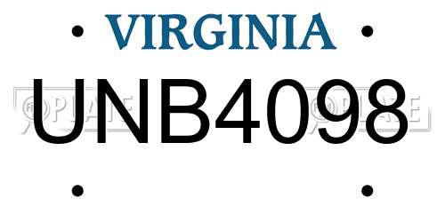 UNB4098 Virginia License Plate