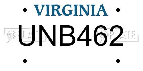 UNB462 Virginia License Plate