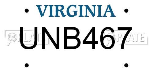 UNB467 Virginia License Plate