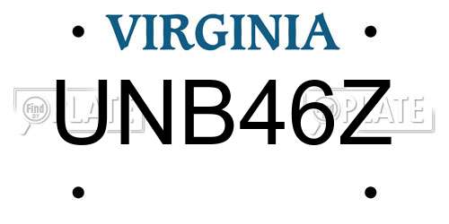 UNB46Z Virginia License Plate