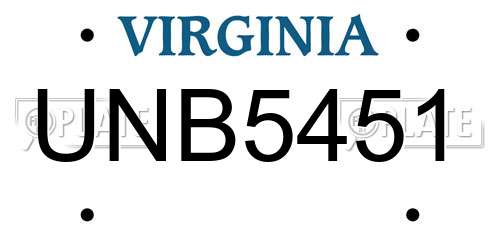 UNB5451 Virginia License Plate