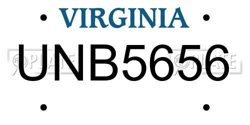 UNB5656 Virginia License Plate