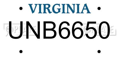 UNB6650 Virginia License Plate