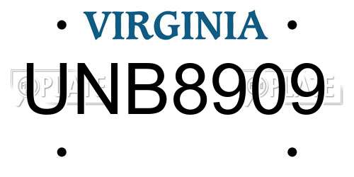 UNB8909 Virginia License Plate