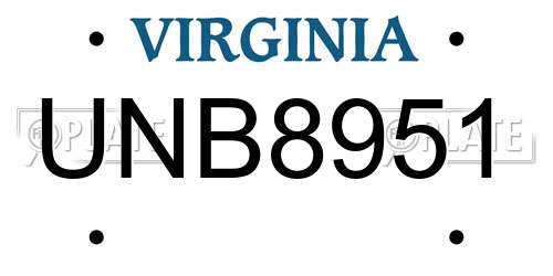 UNB8951 Virginia License Plate
