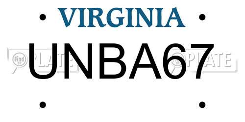 UNBA67 Virginia License Plate