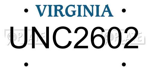 UNC2602 Virginia License Plate