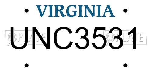 UNC3531 Virginia License Plate