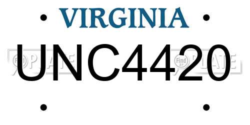UNC4420 Virginia License Plate