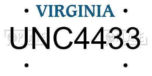 UNC4433 Virginia License Plate