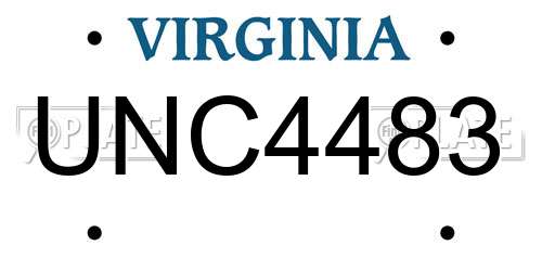 UNC4483 Virginia License Plate