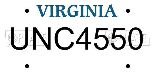 UNC4550 Virginia License Plate