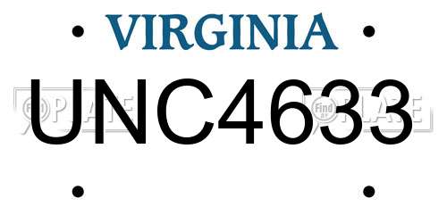 UNC4633 Virginia License Plate