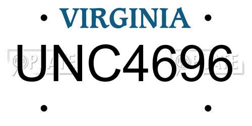UNC4696 Virginia License Plate