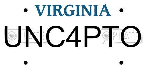 UNC4PTO Virginia License Plate