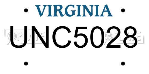 UNC5028 Virginia License Plate