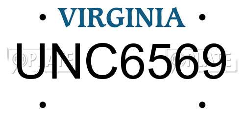 UNC6569 Virginia License Plate