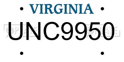 UNC9950 Virginia License Plate