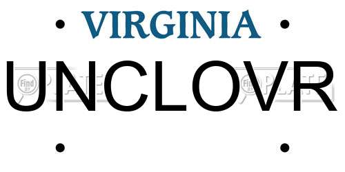 UNCLOVR Virginia License Plate