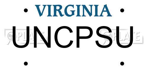 UNCPSU Virginia License Plate