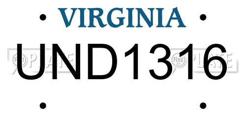 UND1316 Virginia License Plate