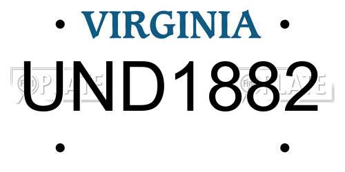 UND1882 Virginia License Plate