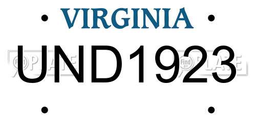 UND1923 Virginia License Plate