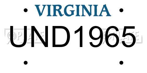 UND1965 Virginia License Plate
