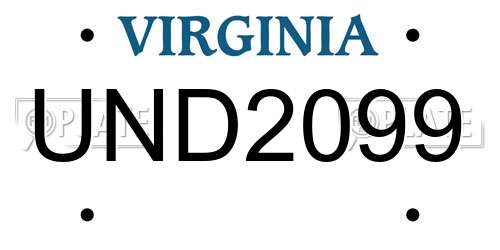UND2099 Virginia License Plate