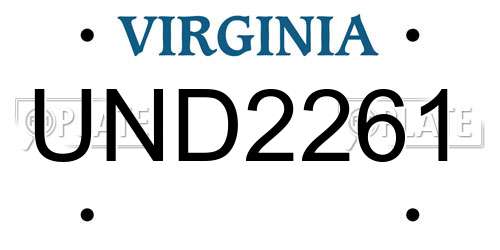 UND2261 Virginia License Plate