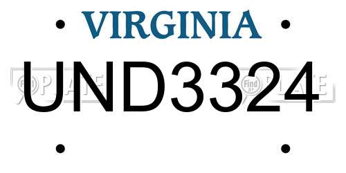 UND3324 Virginia License Plate