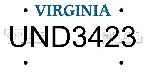 UND3423 Virginia License Plate