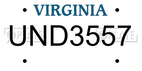 UND3557 Virginia License Plate