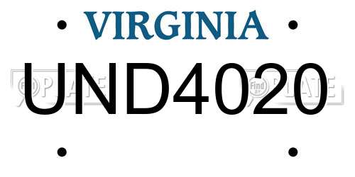 UND4020 Virginia License Plate