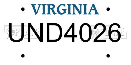 UND4026 Virginia License Plate