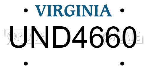 UND4660 Virginia License Plate