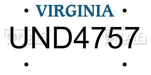 UND4757 Virginia License Plate