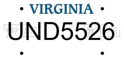 UND5526 Virginia License Plate